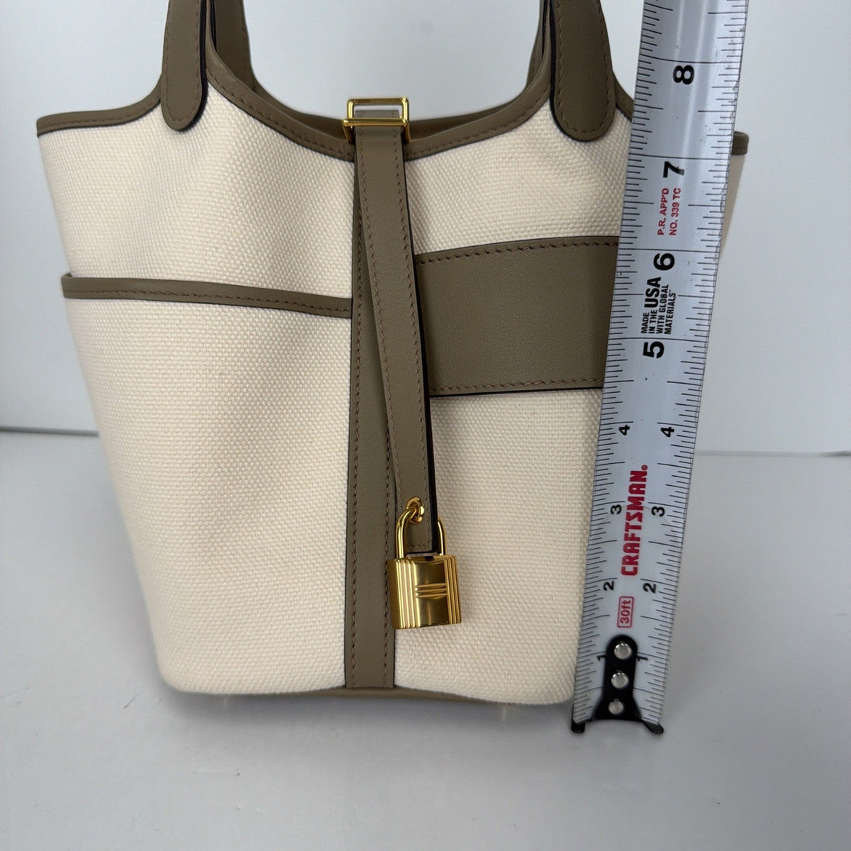 Hermes Picotin Lock 18 Cargo Top Handle Bag in Ecru Etoupe Canvas 2023 F4