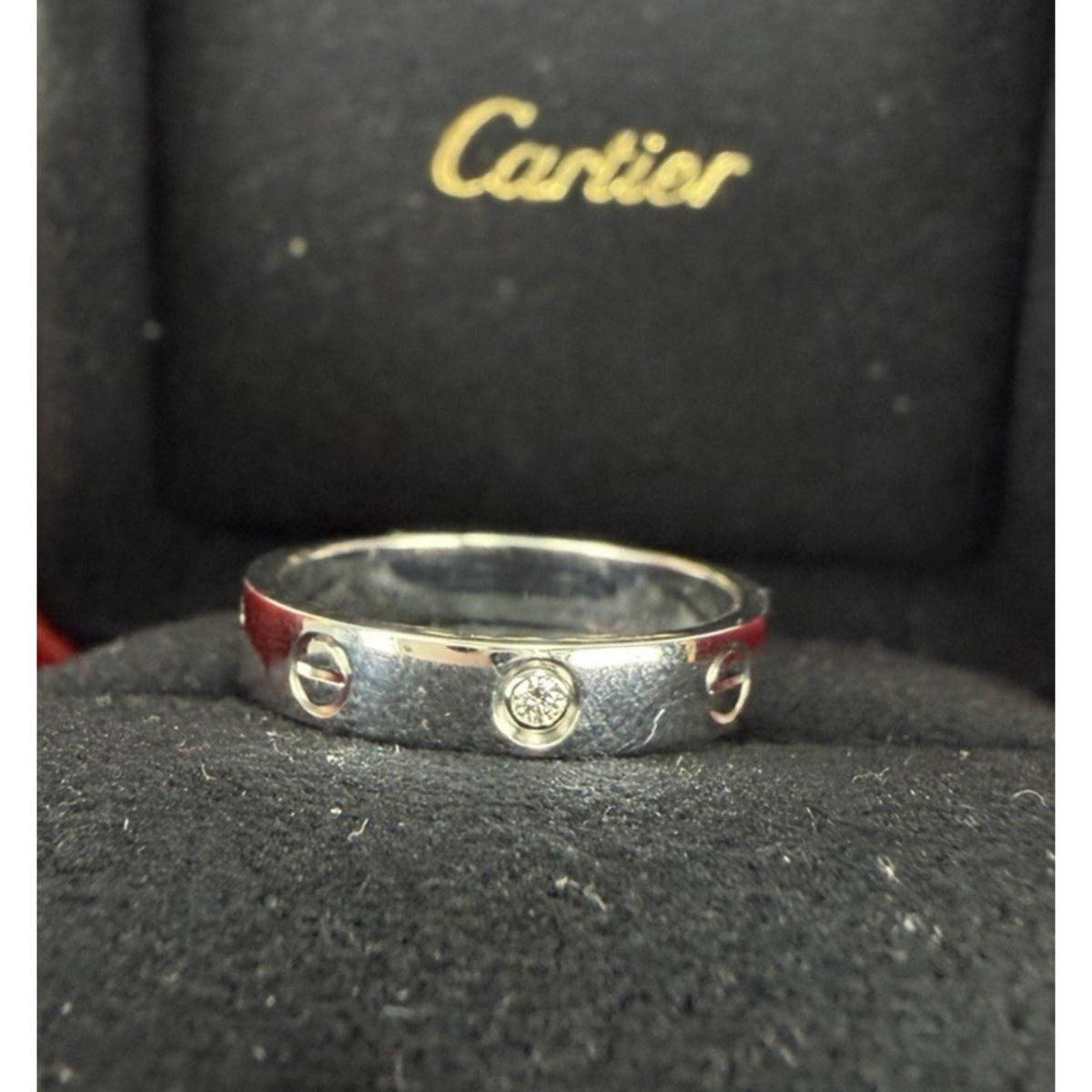 Cartier Love Ring 18K White Gold with Diamond Size 7.5 (56)