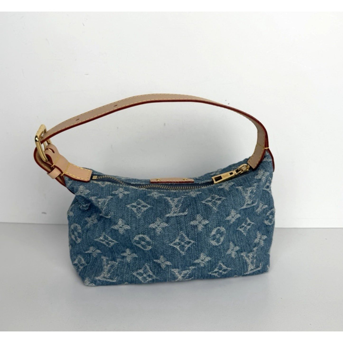 Louis Vuitton Hills Pochette Shoulder Bag in Blue LV Monogram Denim NFC C5