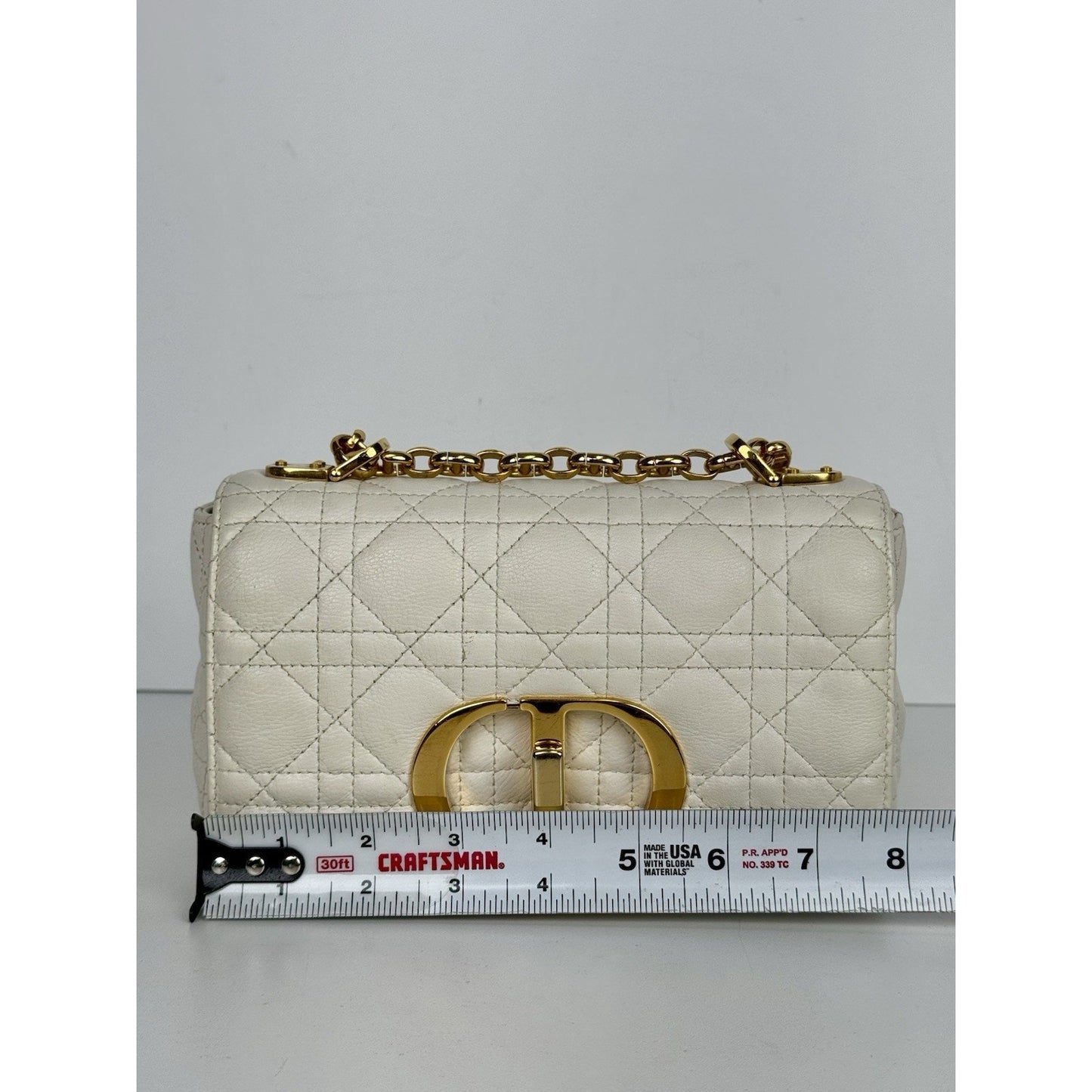 Dior Caro Bag in White Supple Leather with Gold Tone Hardware E-3