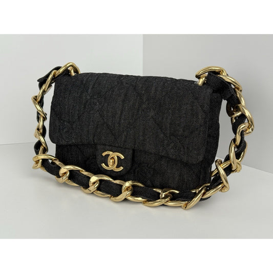 Chanel Funky Town Flap CC Embossed Quilted Denim Medium Women's Shoulder Bag