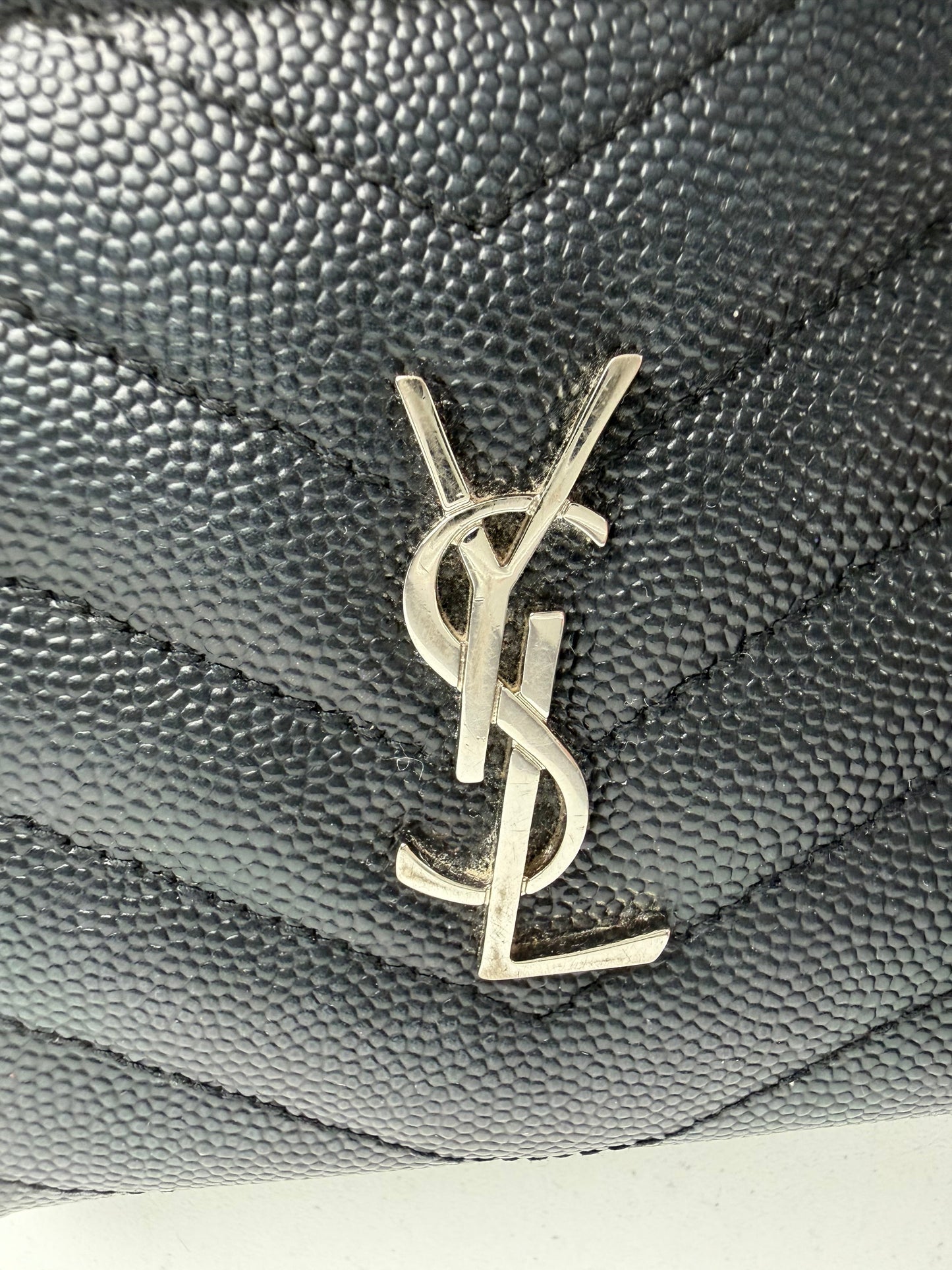 Saint Laurent Cassandre Matelasse Bi-Fold Wallet in Black Grain de Poudre Leather YK-2