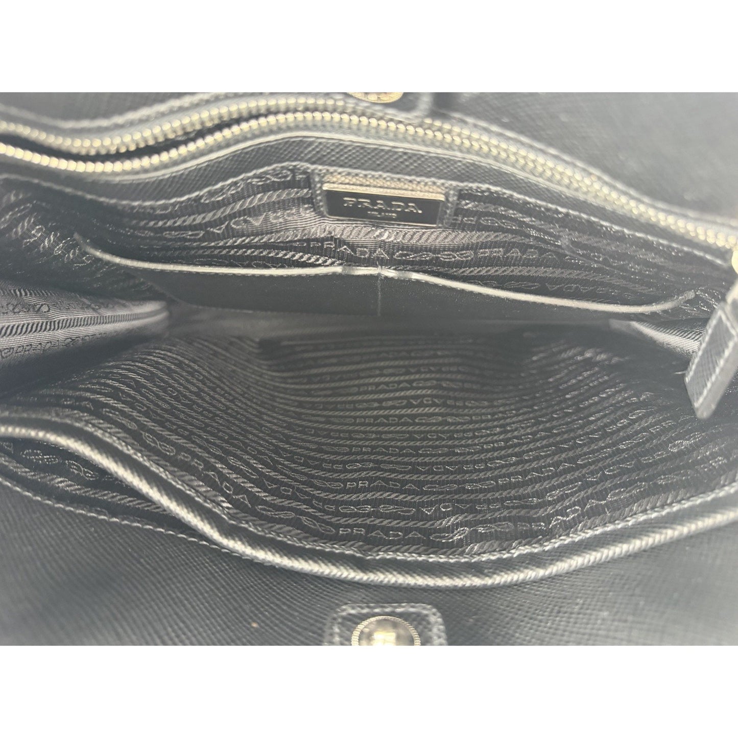 Prada Web Stripe Vertical Tote Bag Large in Black Saffiano Leather S-12