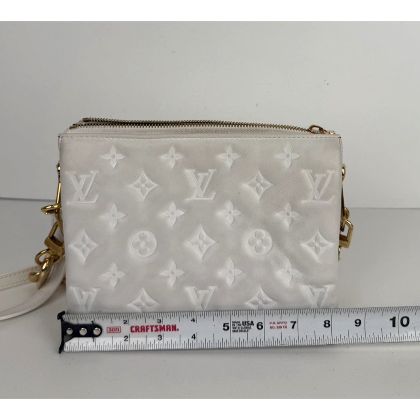 Louis Vuitton Coussin BB Shoulder Bag in White Embossed LV Monogram NFC E-1