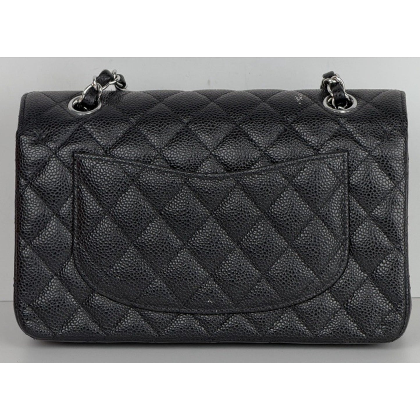 Chanel Classic Double Flap Small Bag Black Caviar Leather Silver Hardware NFC D7