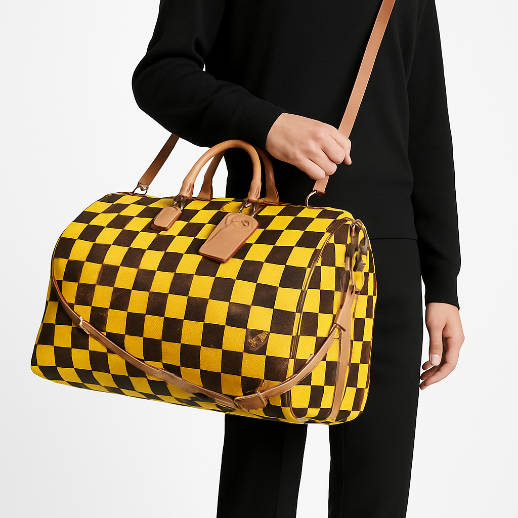 Louis Vuitton Speedy 55 Bandouliere Damier Pop Yellow and Brown Canvas