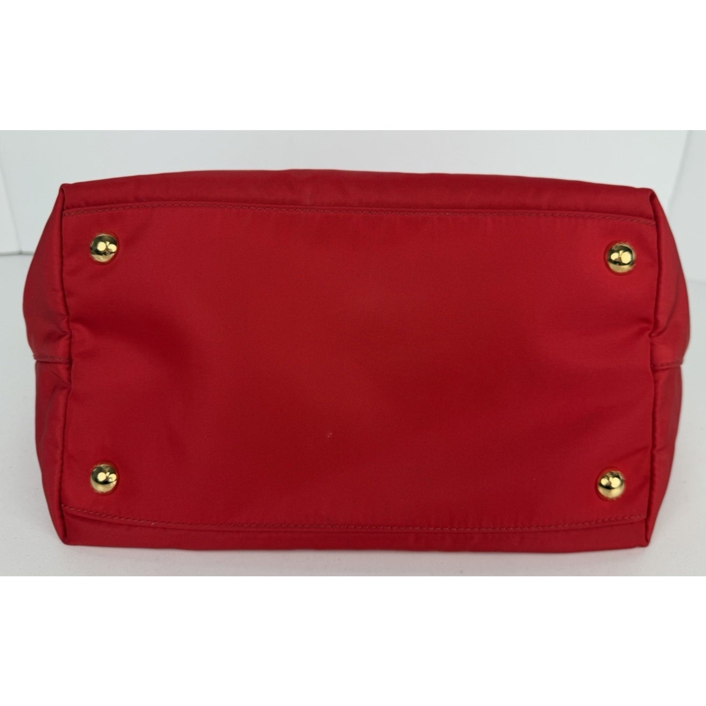 Prada Tessuto Nylon Medium Tote Bag in Red with Saffiano Leather Trim S11