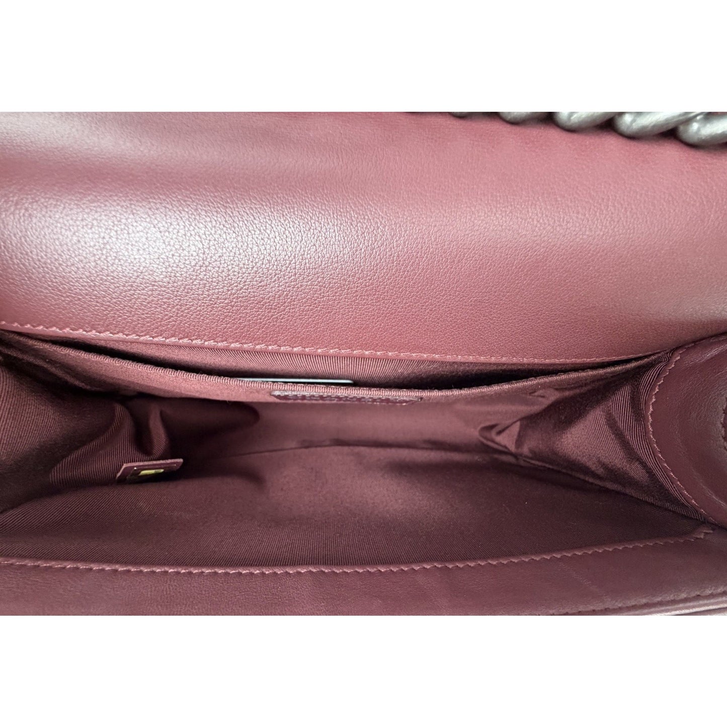 Chanel Old Medium Boy Bag in Burgundy Velvet with Ruthenium Hardware 2014 C-2