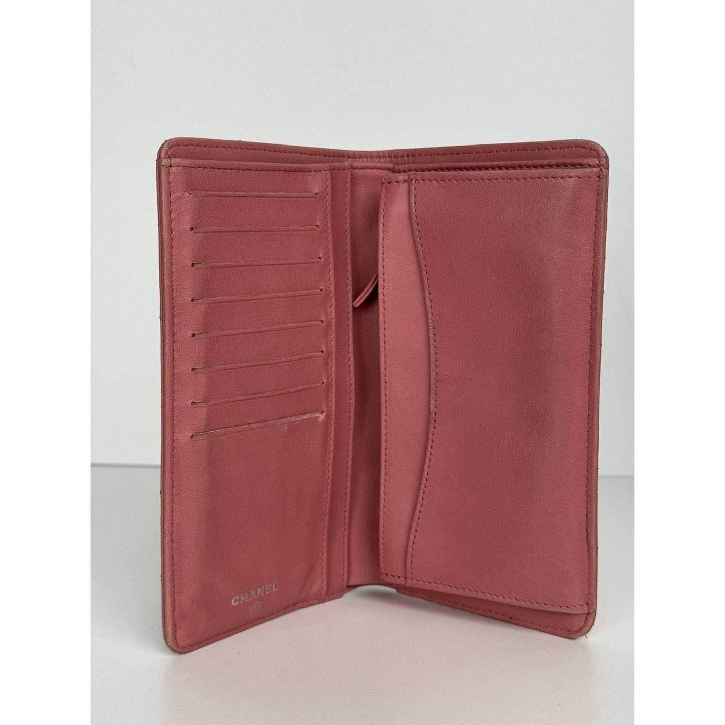 Chanel Long Yen Continental Wallet in Pink Quilted Lambskin Leather