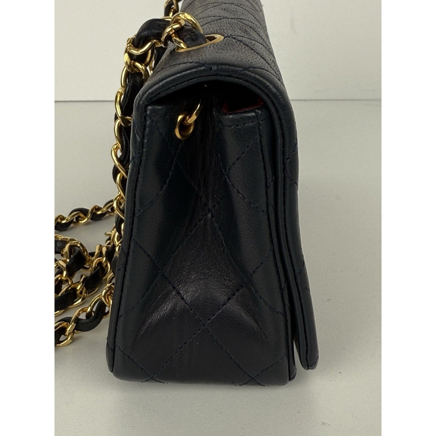 Chanel Vintage Midnight Blue Single Flap Shoulder Bag