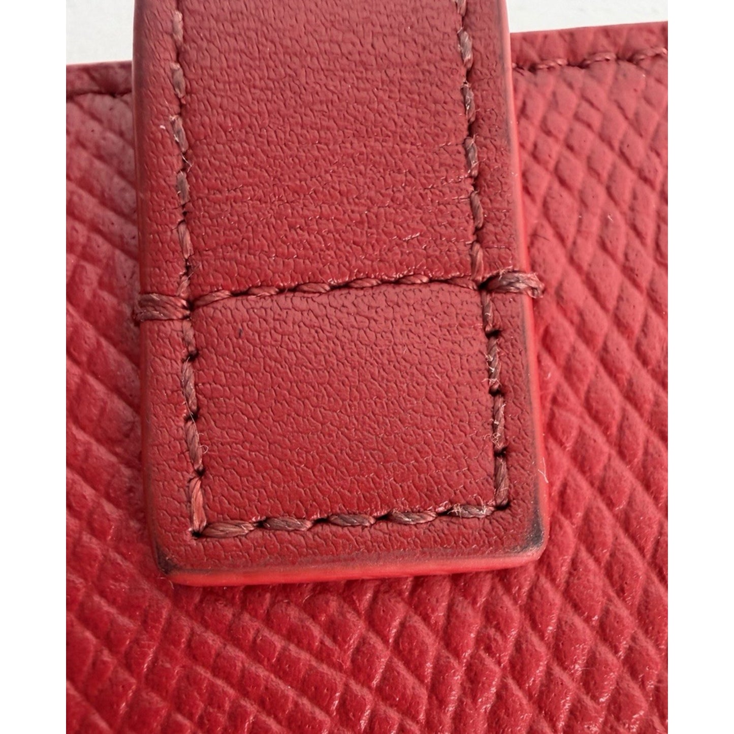 Celine Strap Wallet Medium Red Grained Calfskin Leather & Snap-Button K1