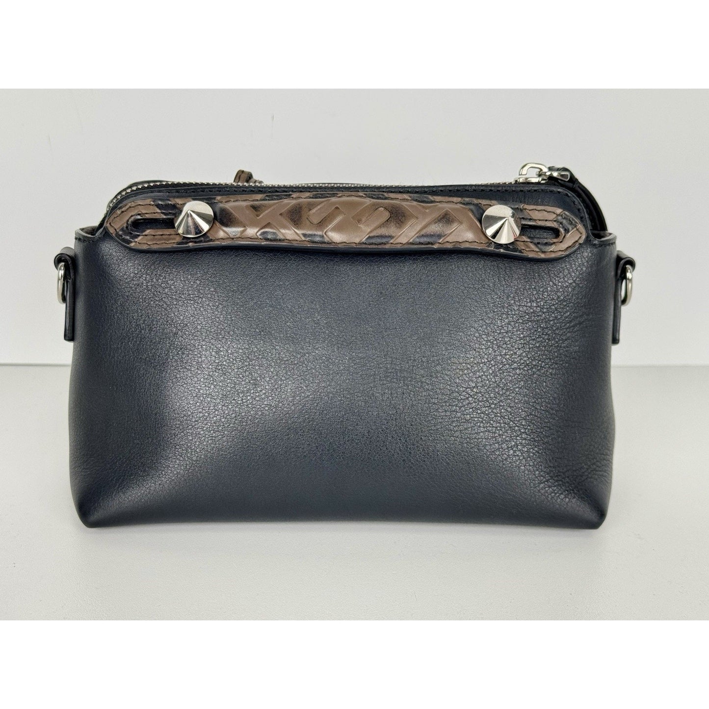 Fendi By The Way Mini Bag Black Leather Brown Trim B-1