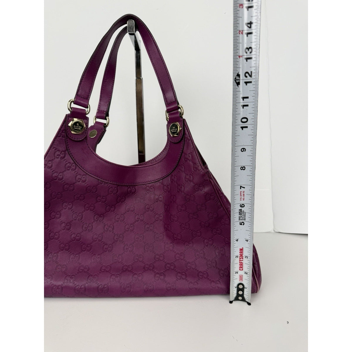 Gucci Charmy Hobo Shoulder Bag in Purple Guccissima Leather Silver Hardware S-05