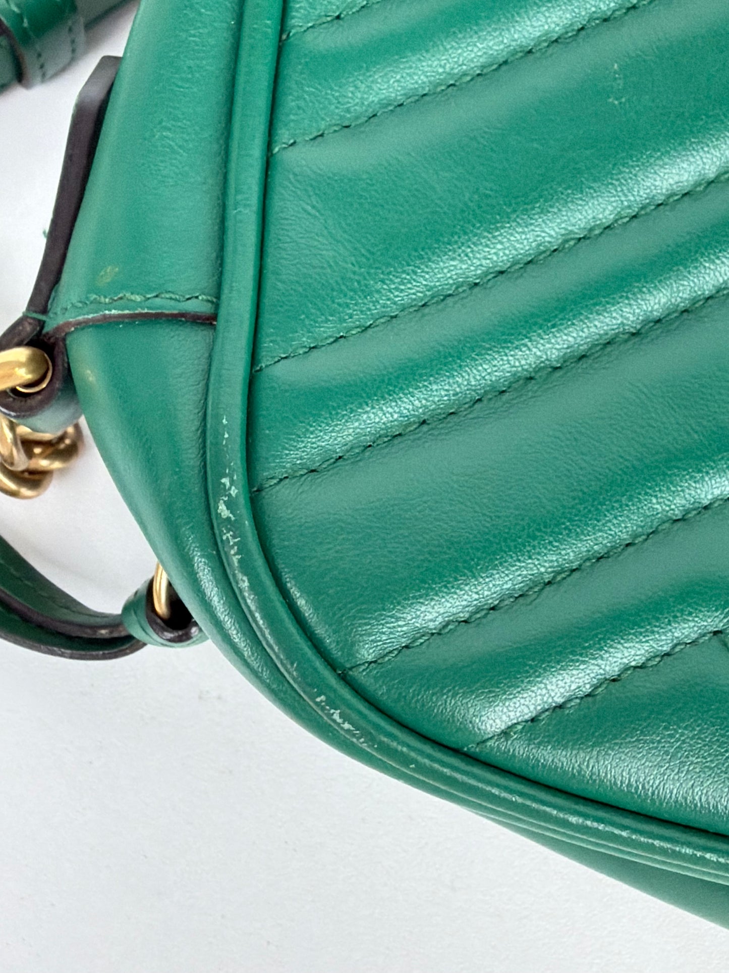 Gucci GG Marmont Shoulder Bag Small in Green Quilted Leather Y-20