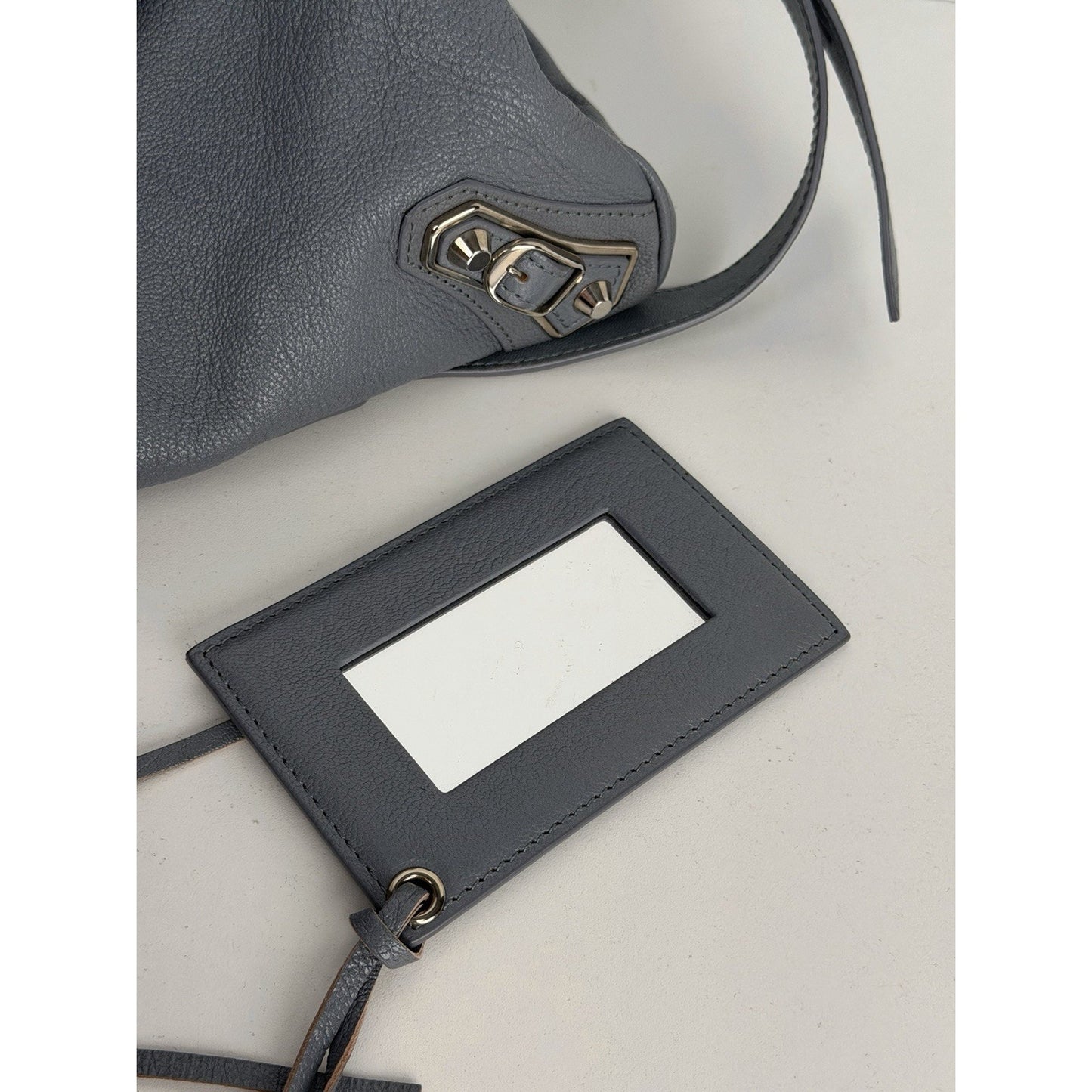Balenciaga Motocross Classic City Shoulder Bag Medium in Grey Leather S