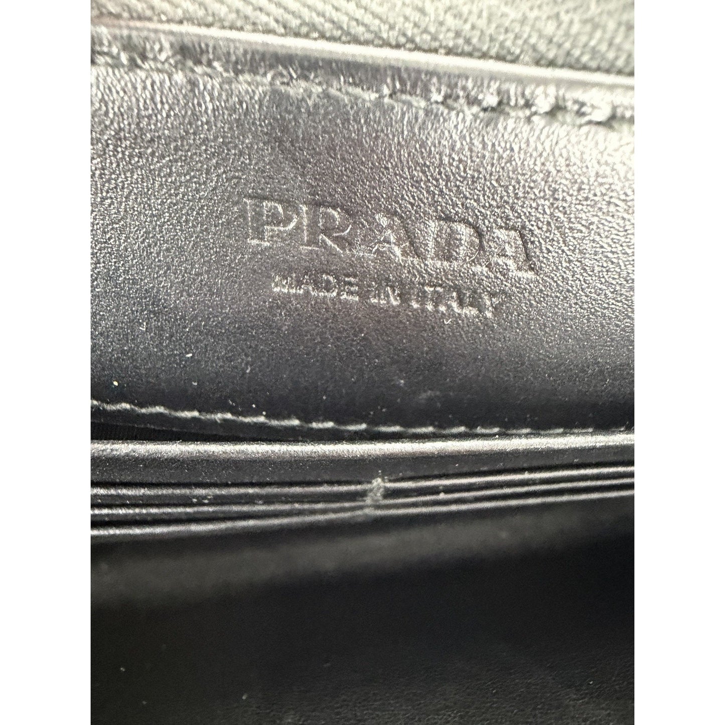 Prada Enameled Metal Triangle Logo Belt Bag in Black Saffiano Leather B-5