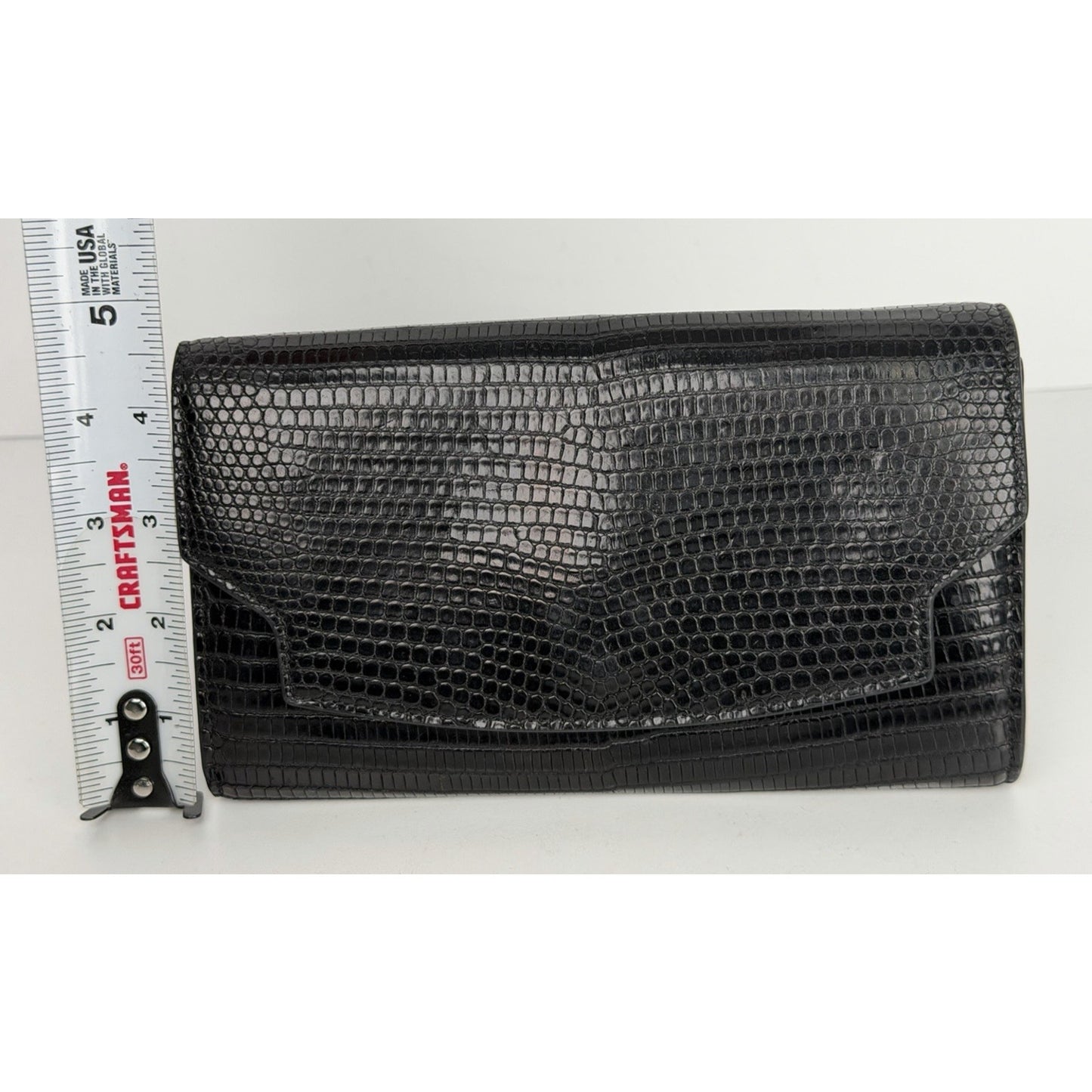 The Row Lady Wallet in Black Lizard Skin