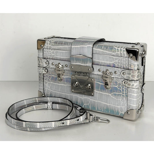 Louis Vuitton PM Bag Iridescent Silver Alligator Leather Microchipped E1