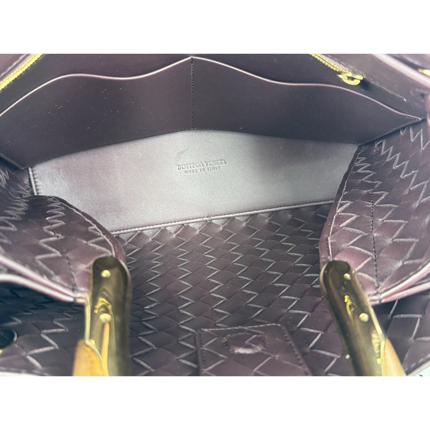Bottega Veneta Intrecciato Leather Top Handle Bag – Burgundy Gold Hardware C-1