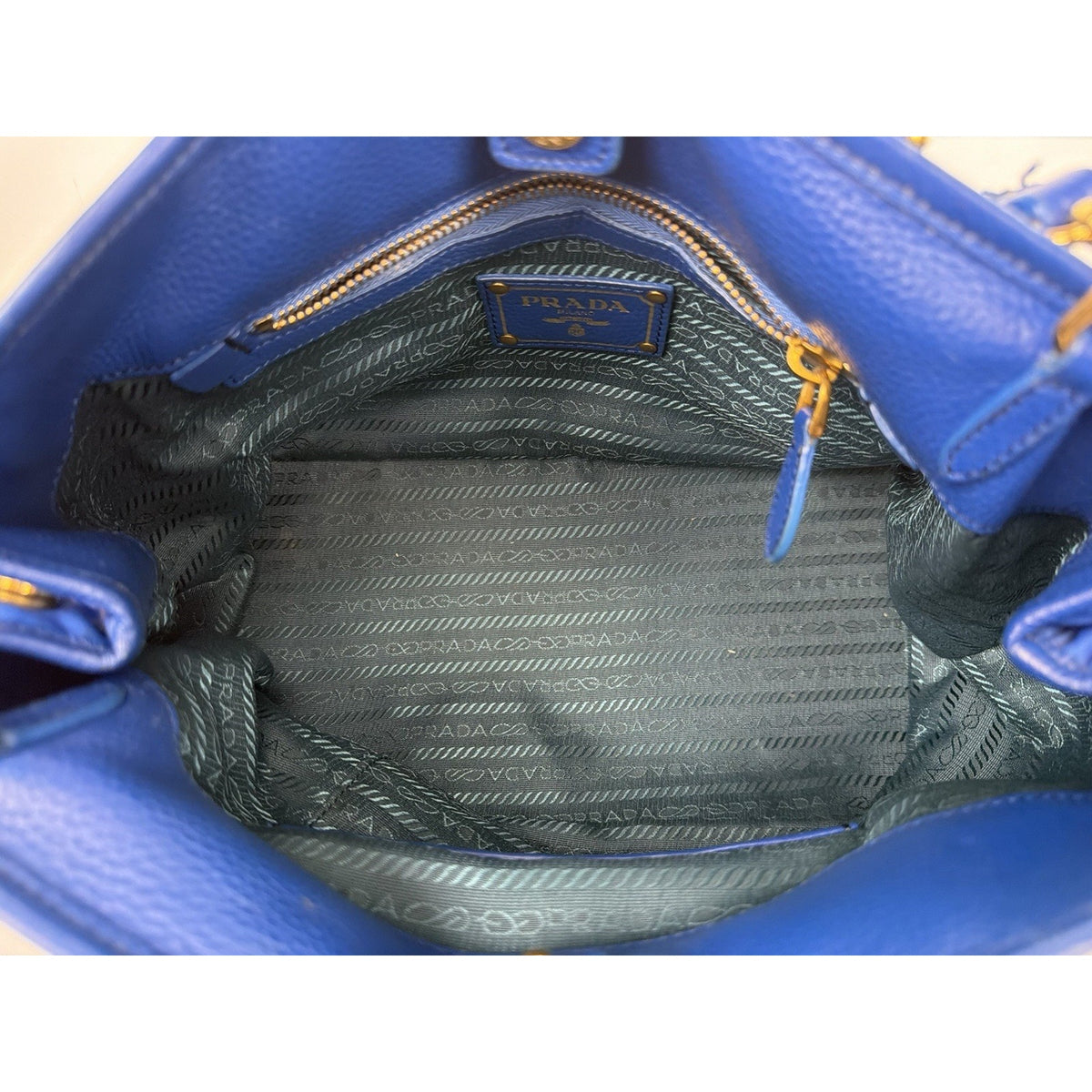 Prada Tessuto Convertible Small Tote Shoulder Bag in Blue Nylon&Saffiano S10