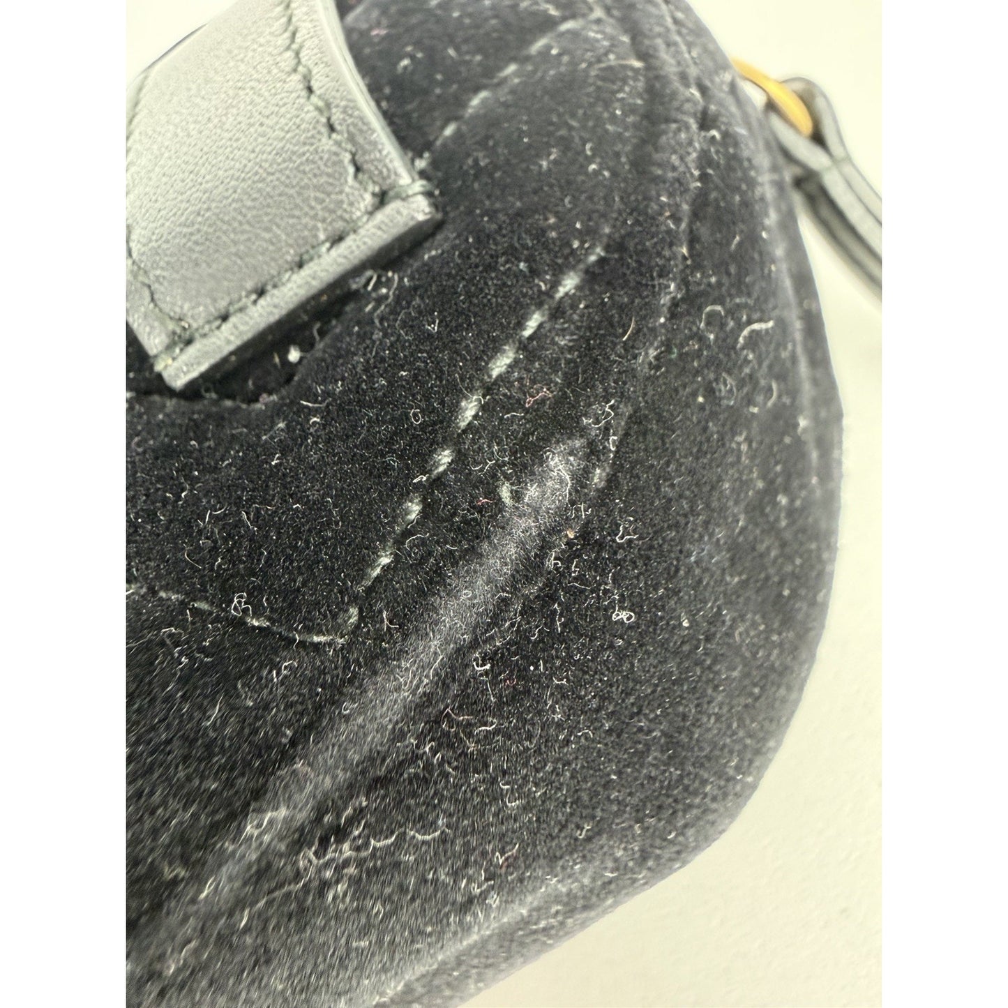 Gucci GG Marmont Belt Bag Plush Black Matelasse Velvet & Gold-Tone Hardware S16