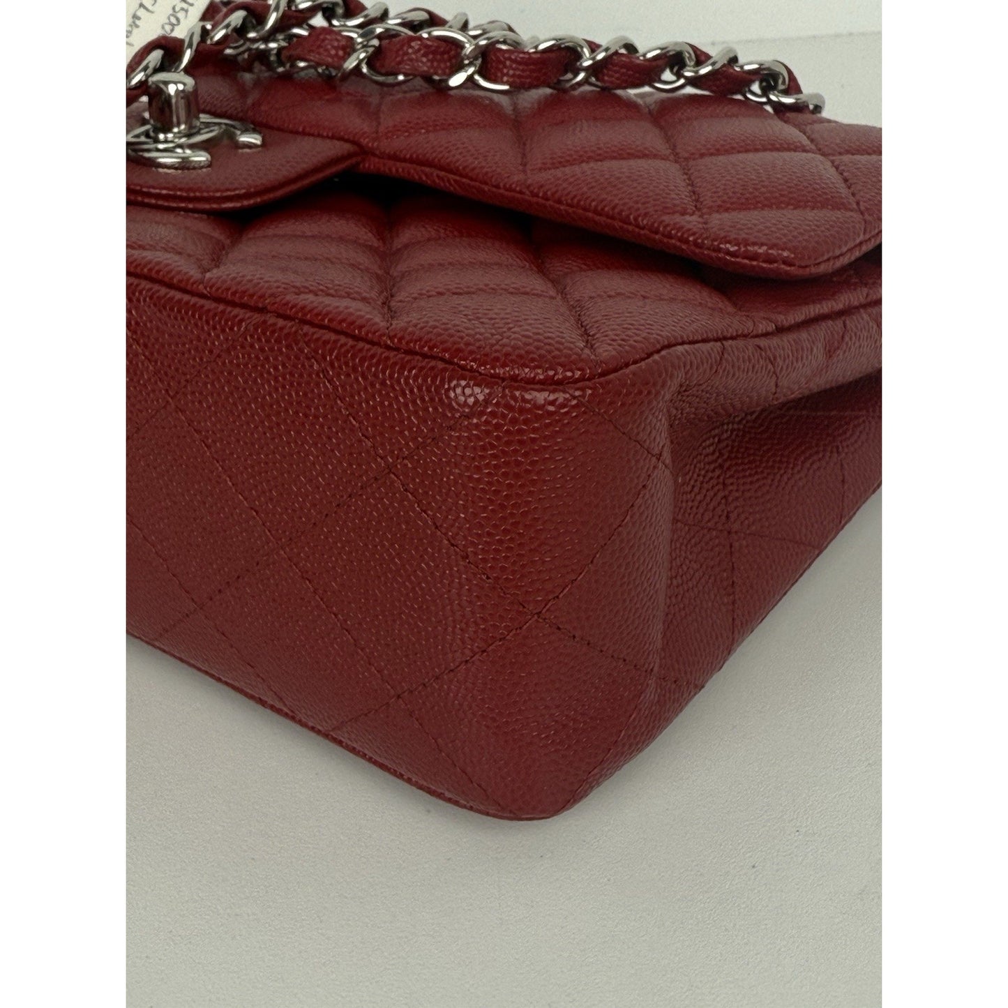 CHANEL Timeless Classic Small Red Caviar Leather Double Flap Shoulder Bag