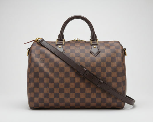 Louis Vuitton Speedy Bandouliere 30 Damier Ebene Shoulder Bag Brown