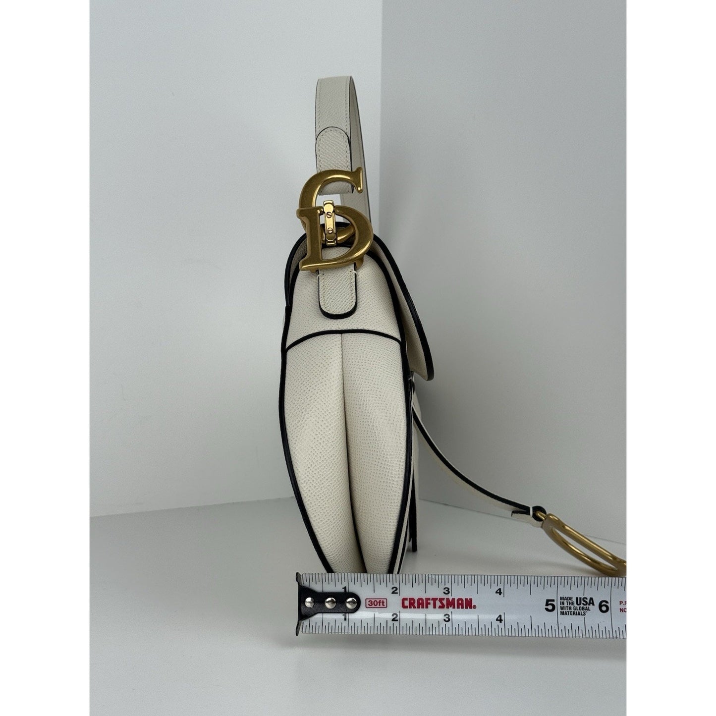 Christian Dior Medium Saddle White Leather Shoulder Bag