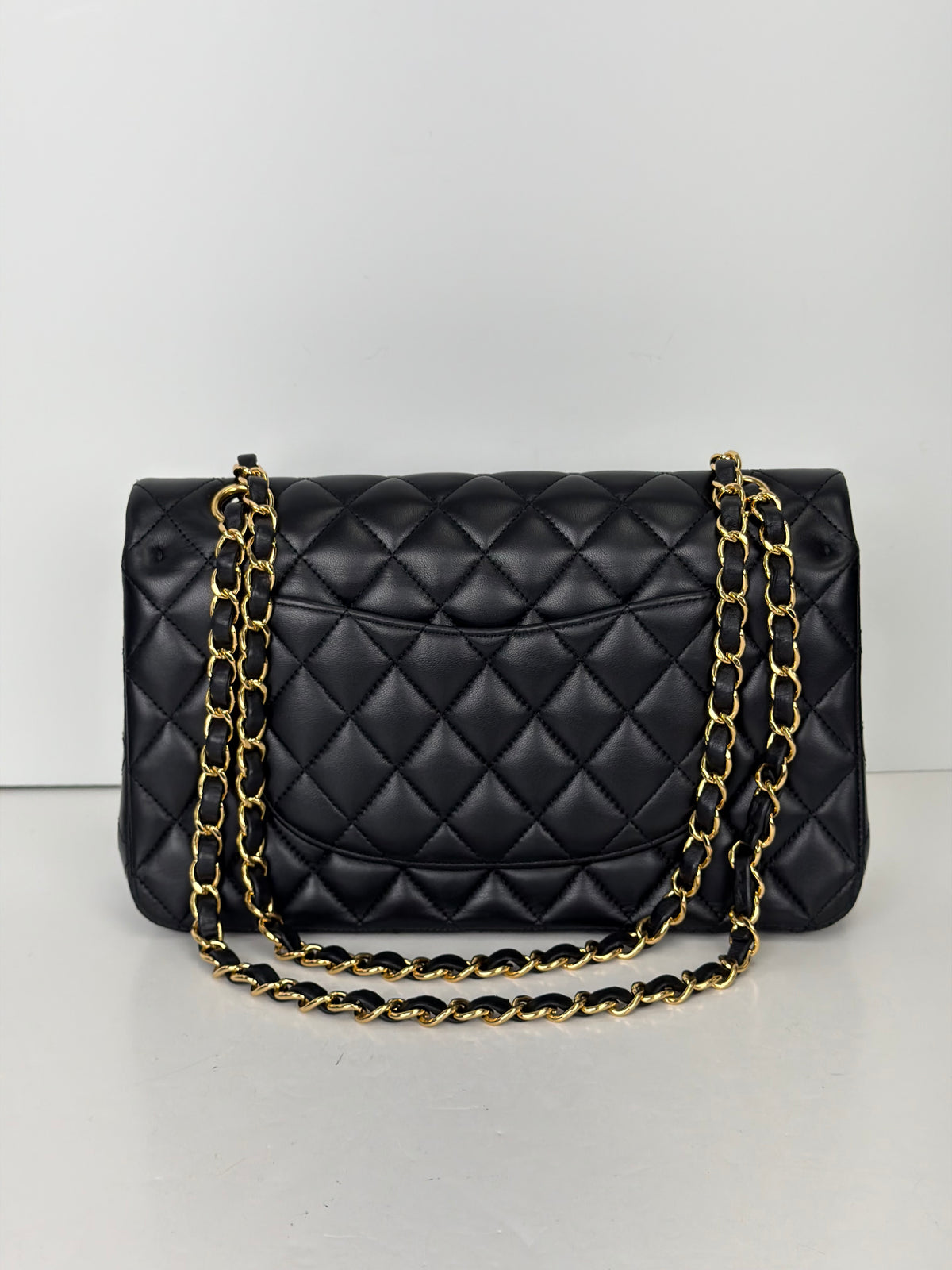 Chanel Classic Medium Double Flap Bag in Black Lambskin Gold Hardware 2019 YD2