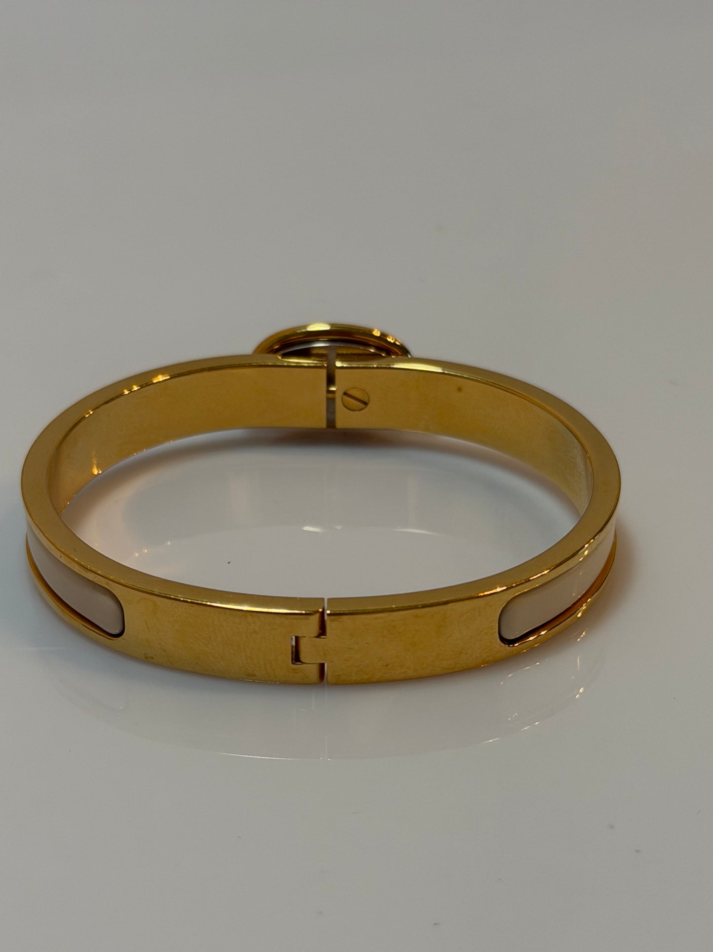 Hermes Mini Clic Chaine d'Ancre Enamel Bracelet - White & Gold