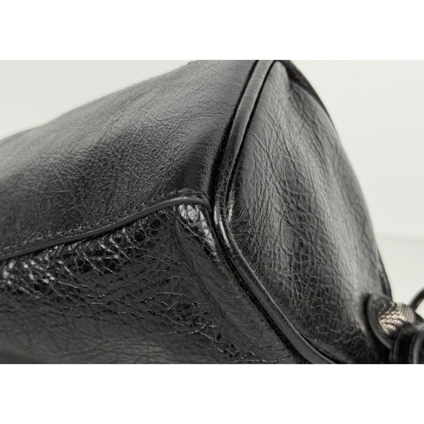 Balenciaga Neo Cagole Nano Duffle Bag in Black Leather Crinkled Finish D5