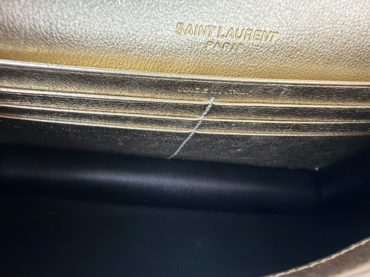 Saint Laurent Envelope Chain Wallet Azalea in Metallic Calfskin YS15