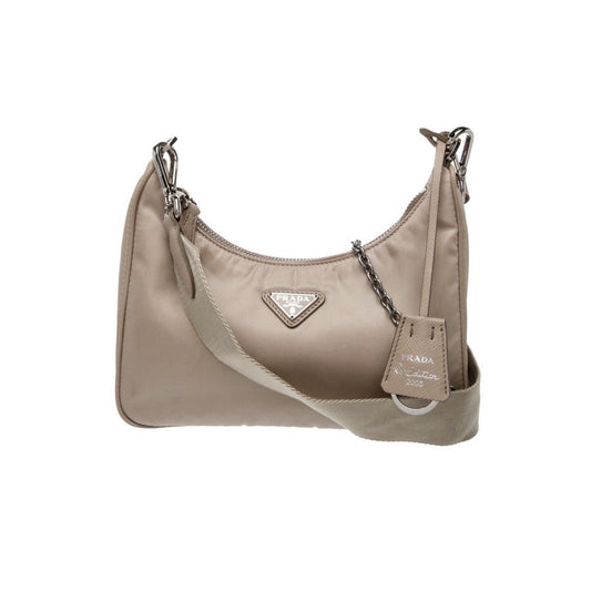 Prada Tessuto Nylon Re-edition 2005 Beige Crossbody Bag S04