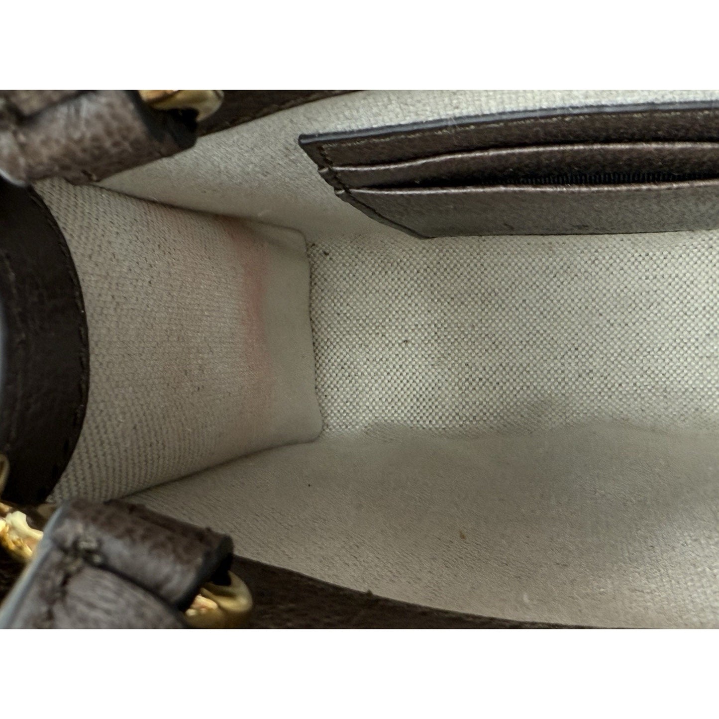 GUCCI Ophidia GG Supreme Super Mini Crossbody Handbag Canvas Beige Brown