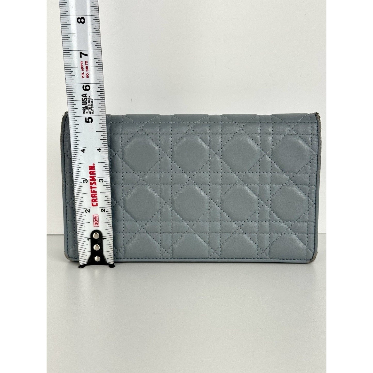 Christian Dior Lady Dior Chain Wallet Lambskin Cloud Blue B-9