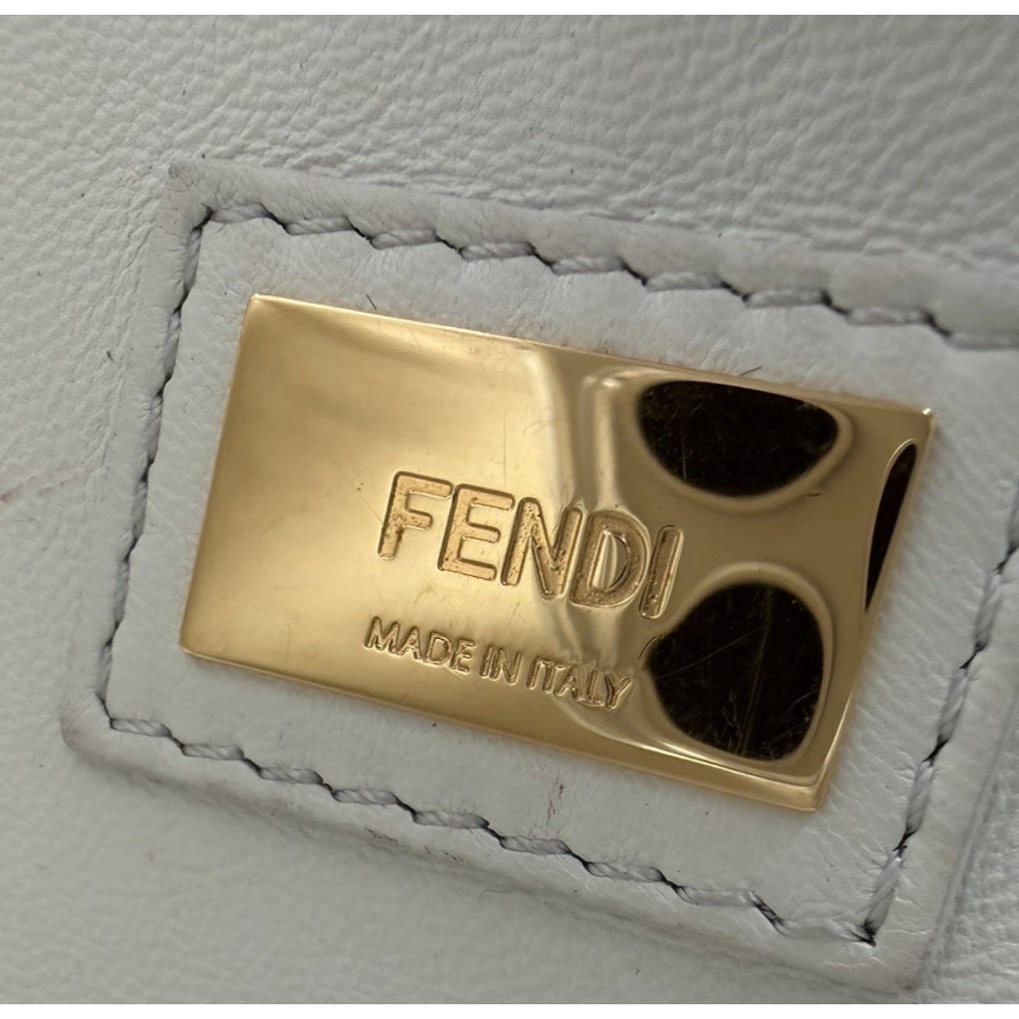 Fendi Nappa Rosebud Mini Peekaboo Iconic Satchel in White Lambskin Leather S09