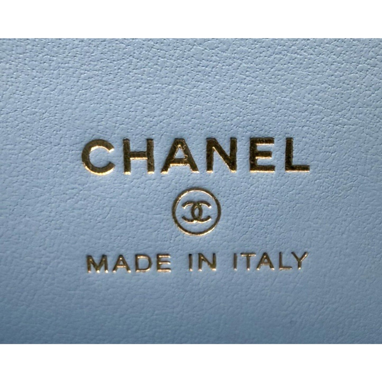 Chanel Caviar Quilted Vanity Small Case Bag With Chain in Light Blue