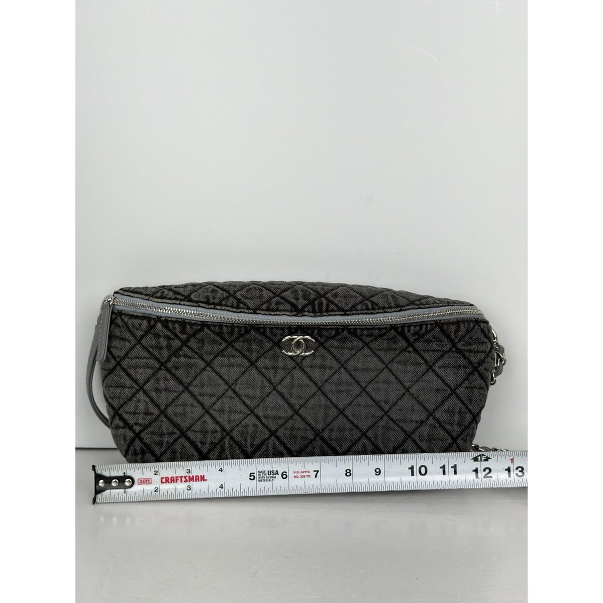 Chanel Denimpression Waist Bag Washed Gray Quilted Denim Silver Hardware 2019 D1