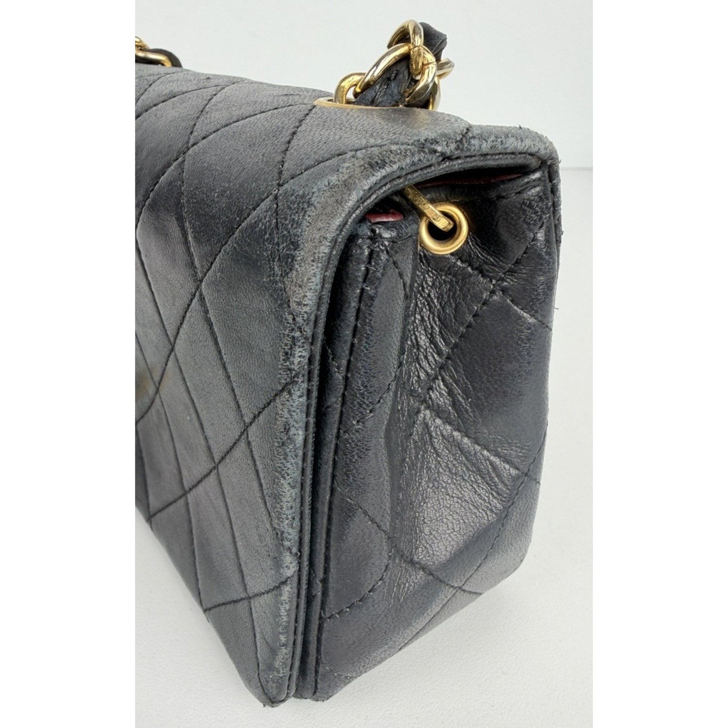 Chanel Mini Single Flap Bag Black Quilted Lambskin Leather 1989-1991 U2