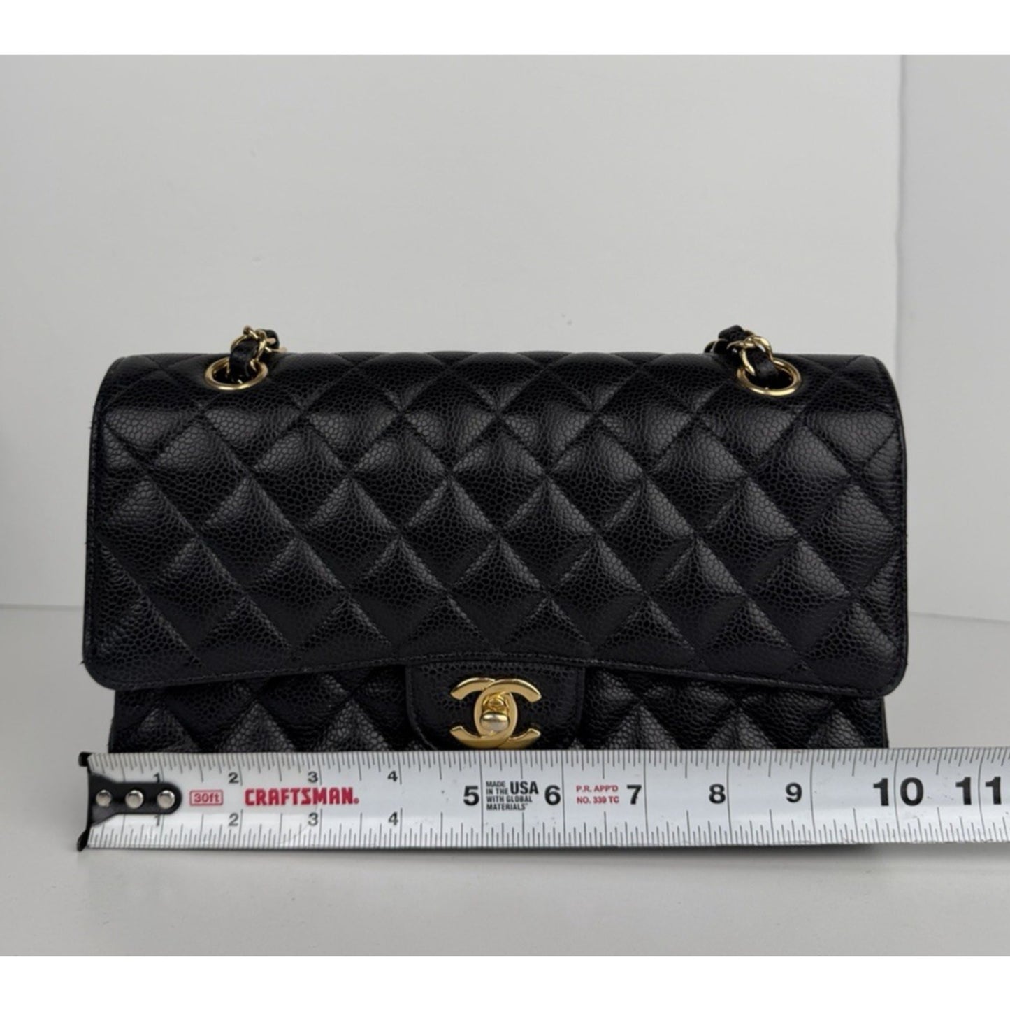 Chanel Classic Double Flap Medium Bag in Black Quilted Caviar Leather 2019 C6