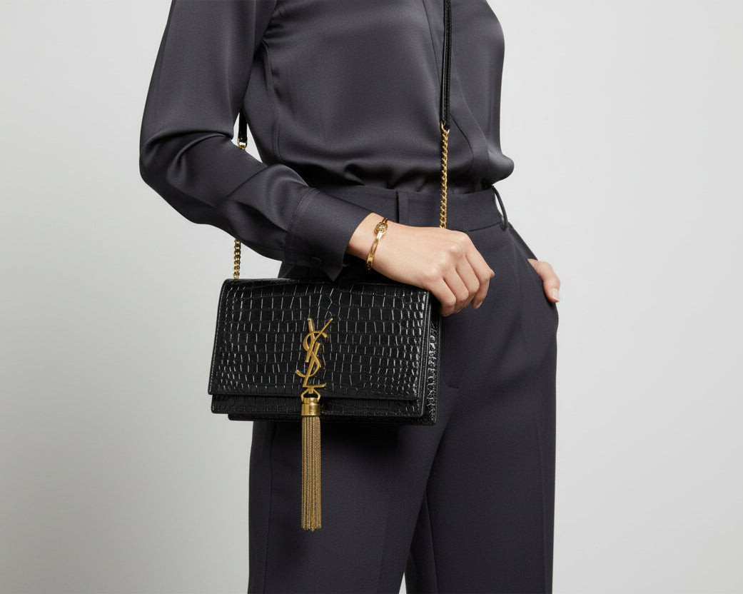 Saint Laurent Kate Shoulder Bag Small Tassel in Black Leather C3
