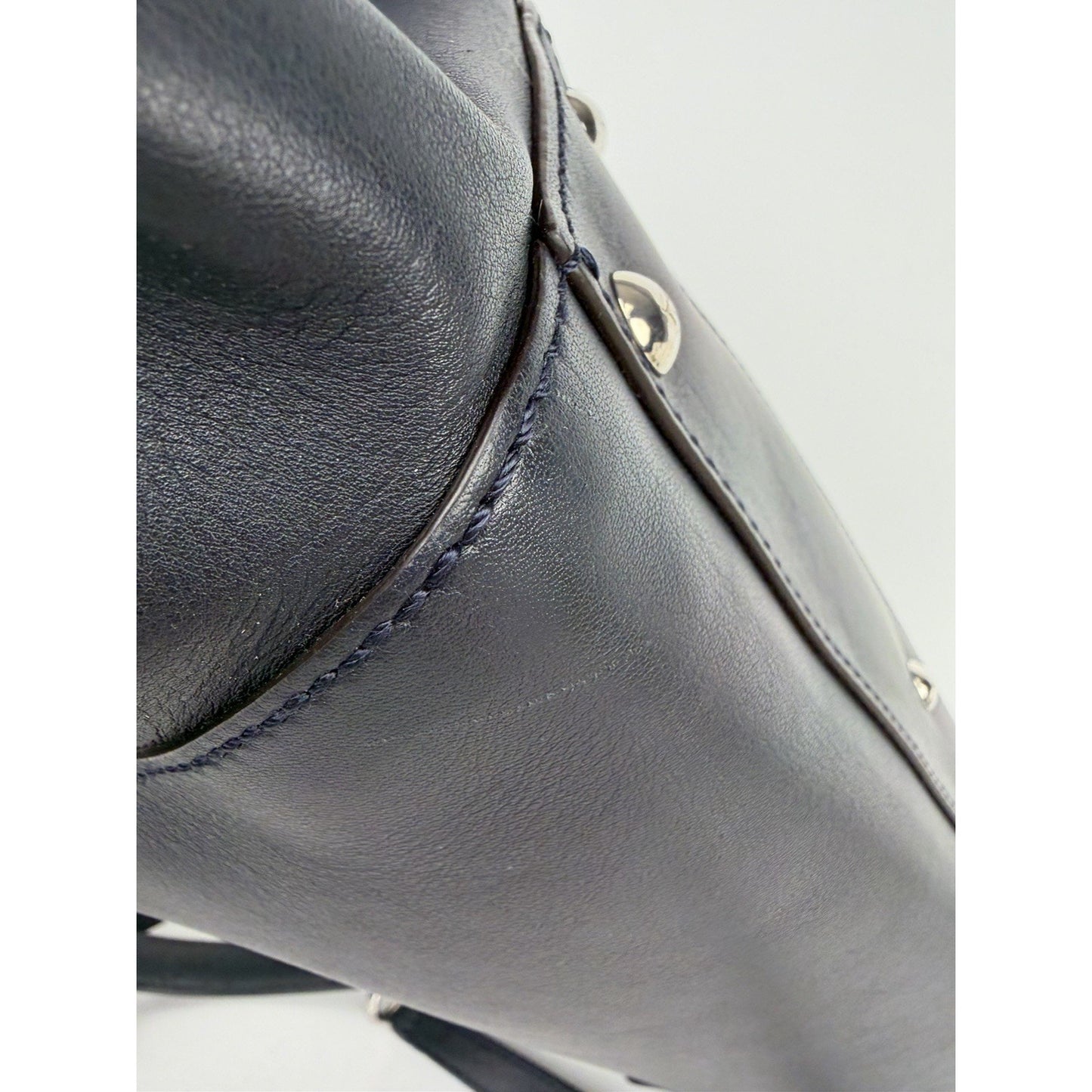 Fendi Ruffle Peekaboo By The Way Tote Bag Regular in Navy Blue Leather S-18