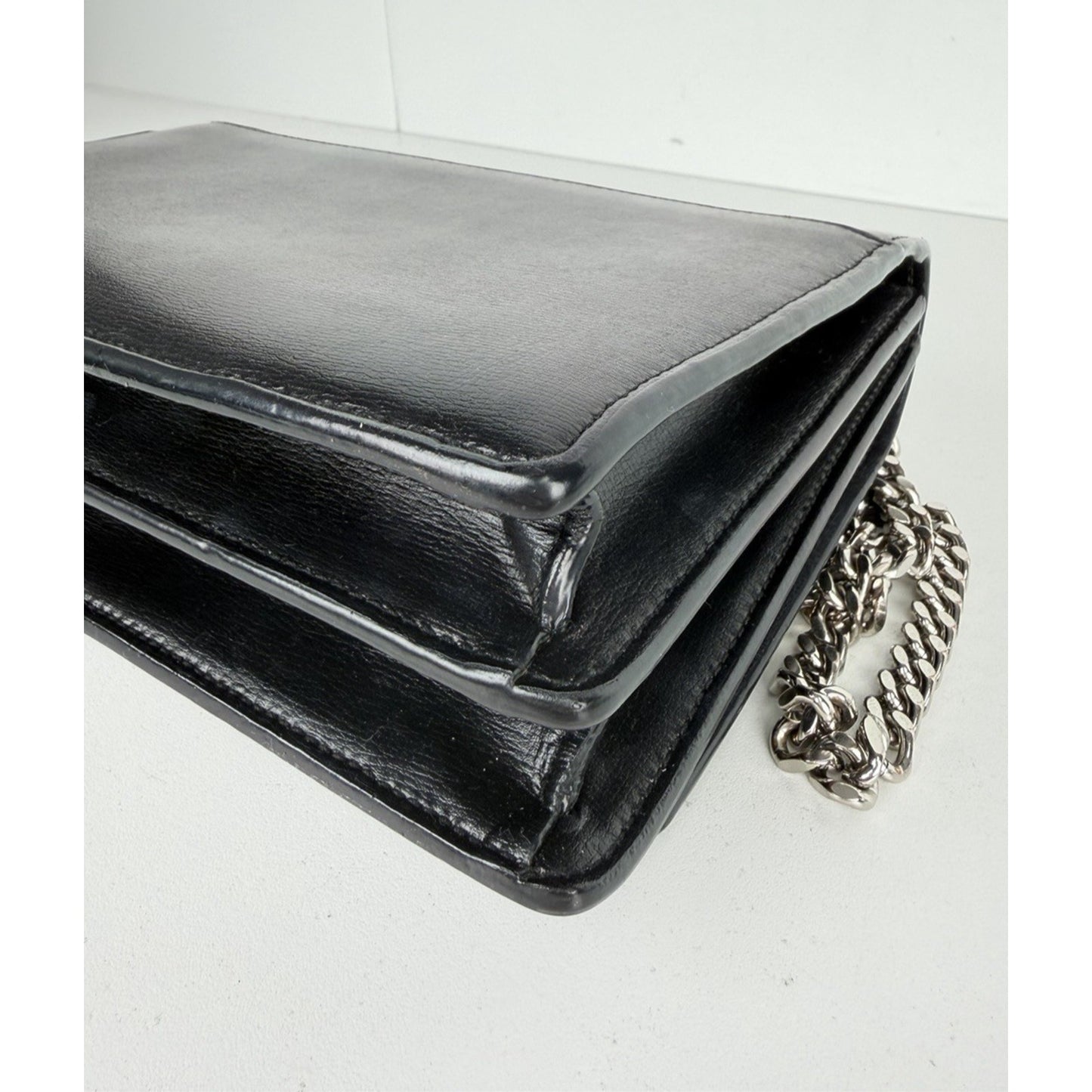 Saint Laurent Sunset Chain Crossbody Bag Medium in Black Leather with SH S11