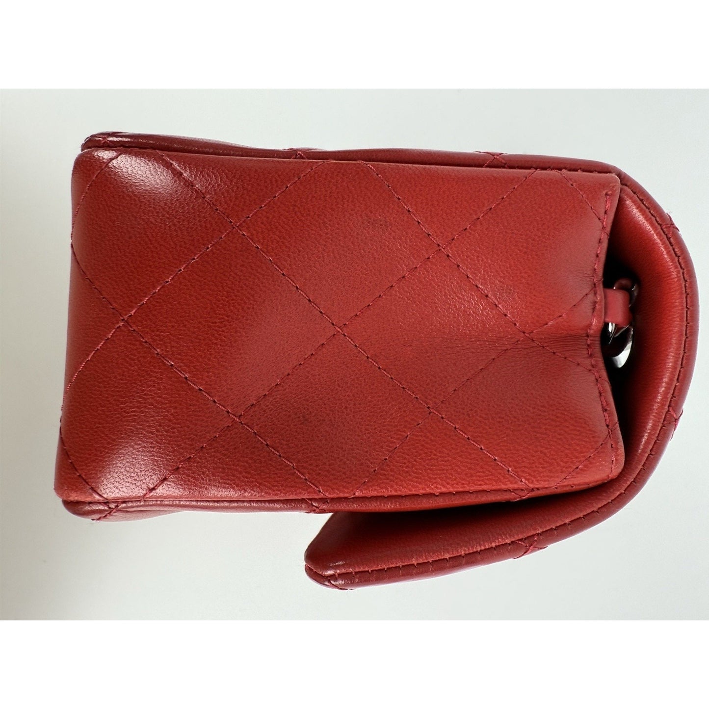 CHANEL CC Mini Classic 20 Chain Shoulder Bag Quilted Lambskin Red Leather