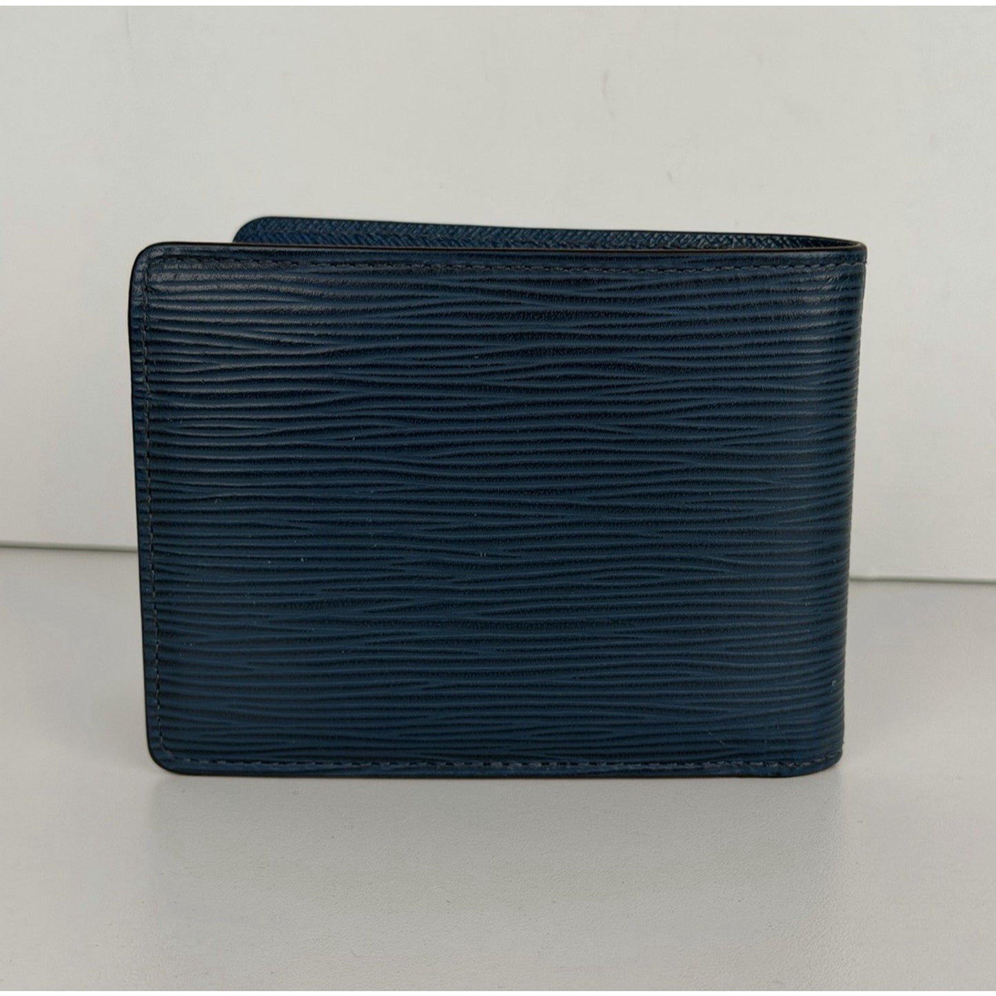 Louis Vuitton Multiple Wallet Textured Epi Leather in Navy Blue LV Logo 2016