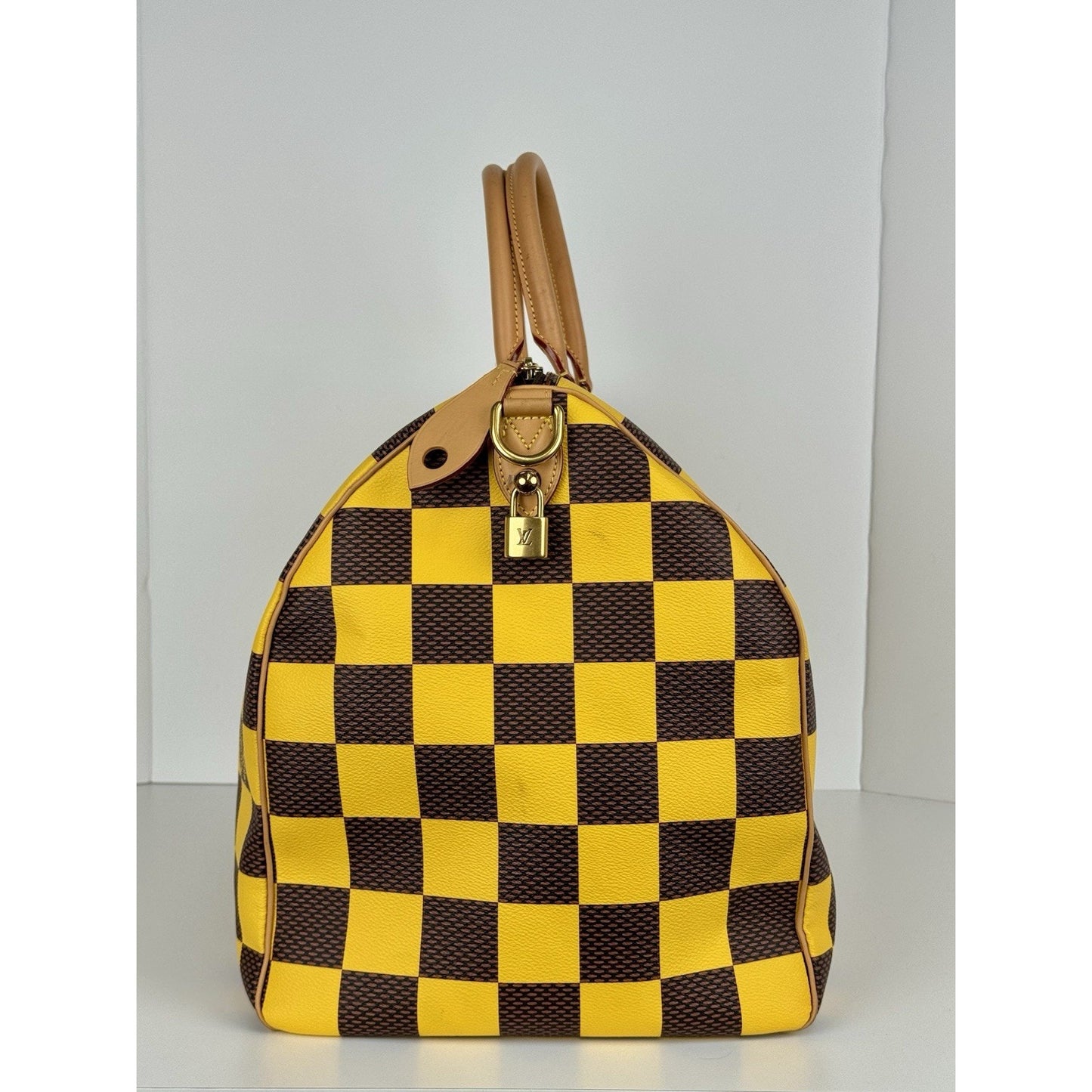 Louis Vuitton Speedy 55 Bandouliere Damier Pop Yellow and Brown Canvas