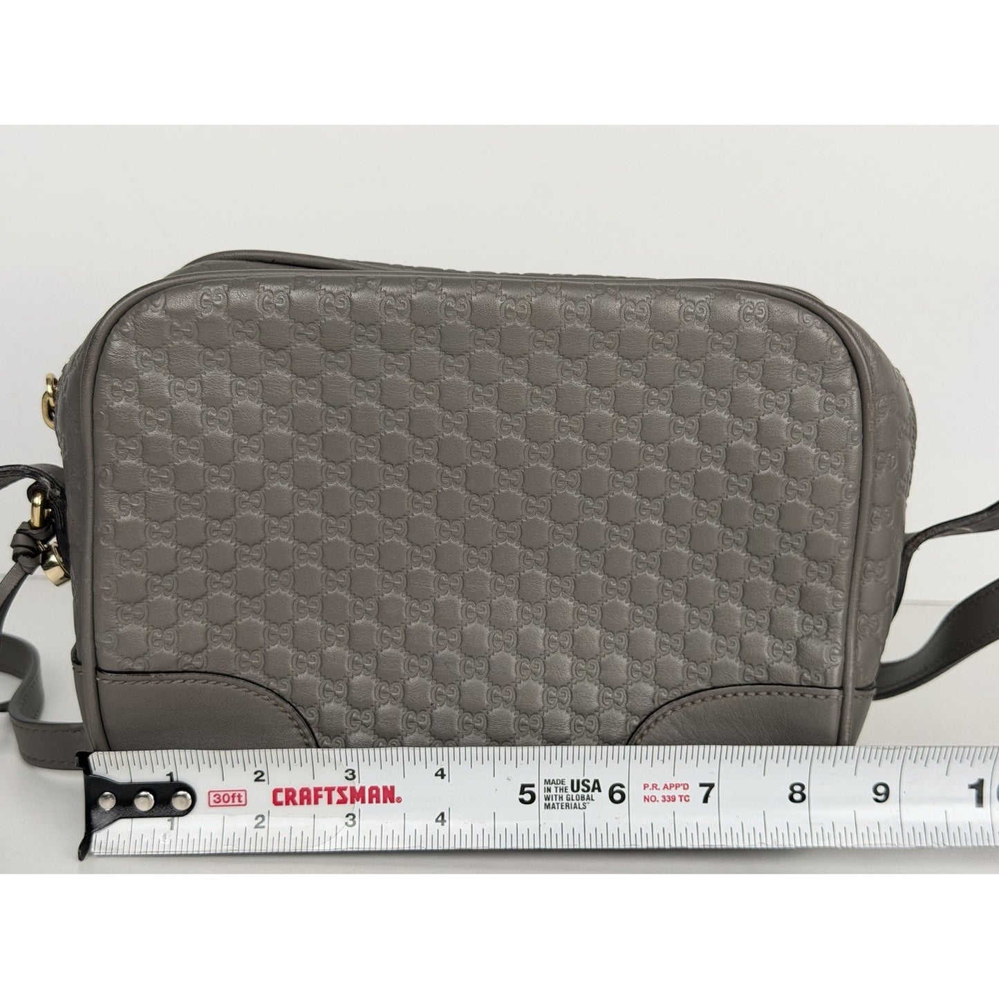 Gucci Bree Crossbody Bag Gray Microguccissima Leather S08