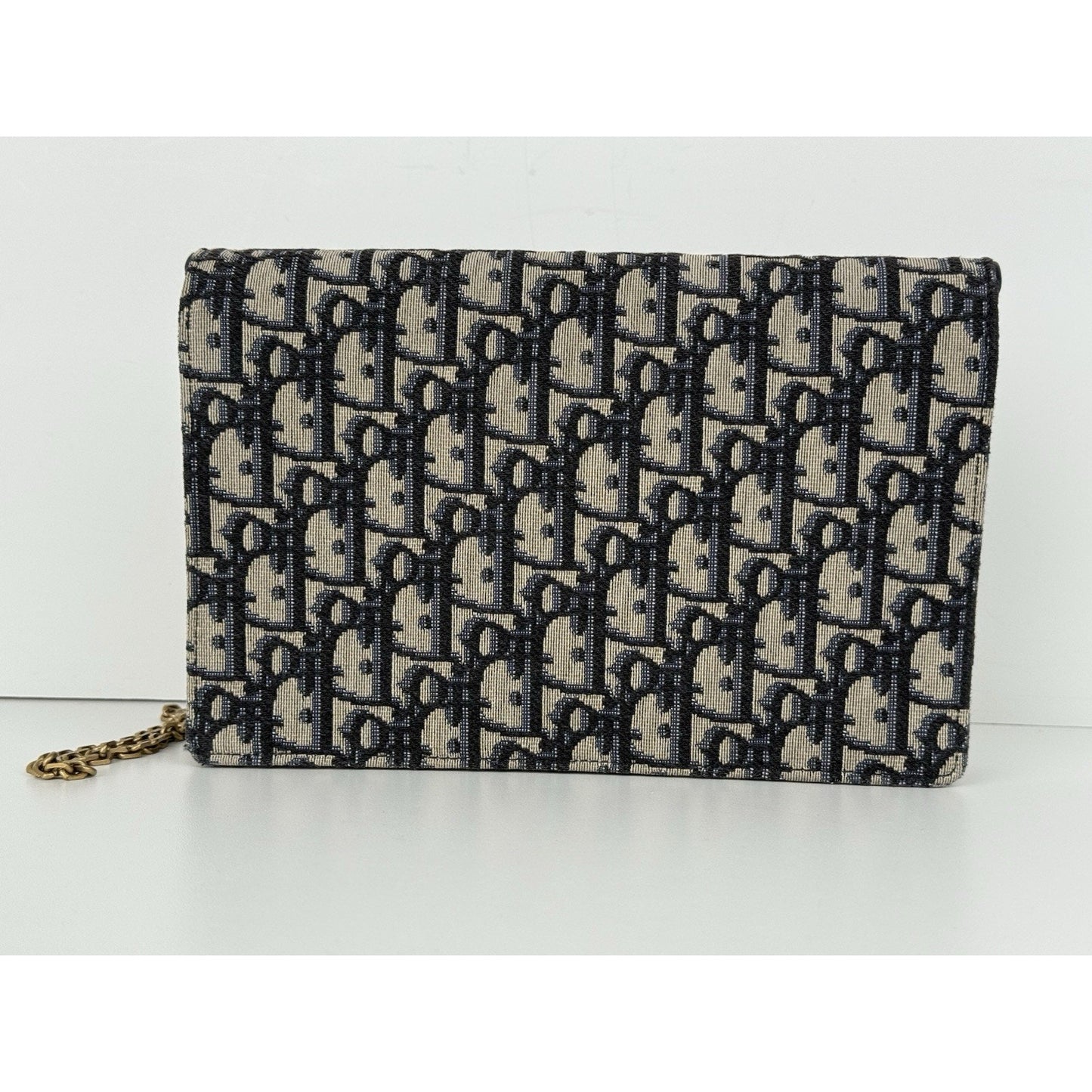 Blue Dior Oblique Jacquard Medium Saddle Pouch with Chain