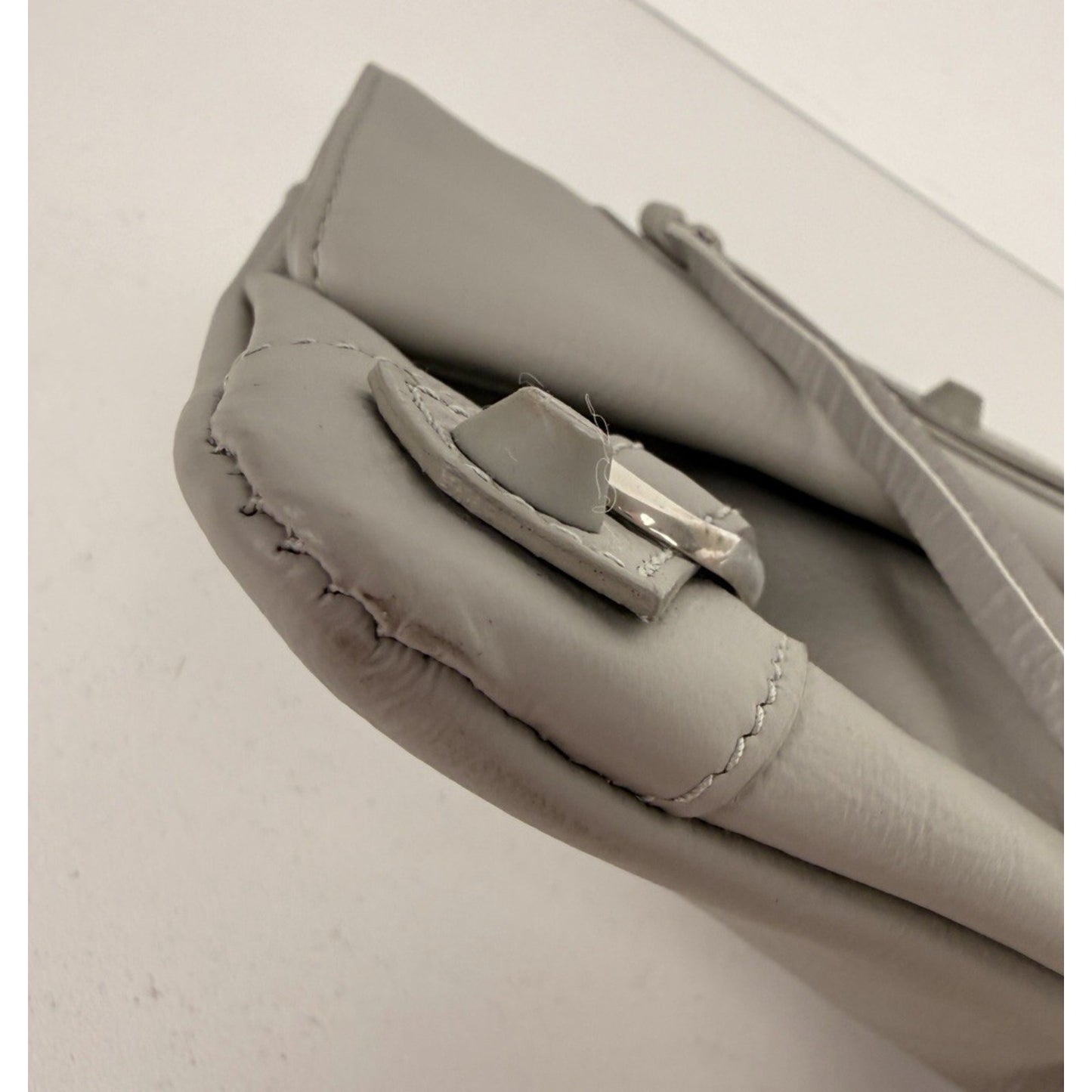 Balenciaga Chevre Motocross Classic Envelope Clutch Bag Light Gray Leather S19