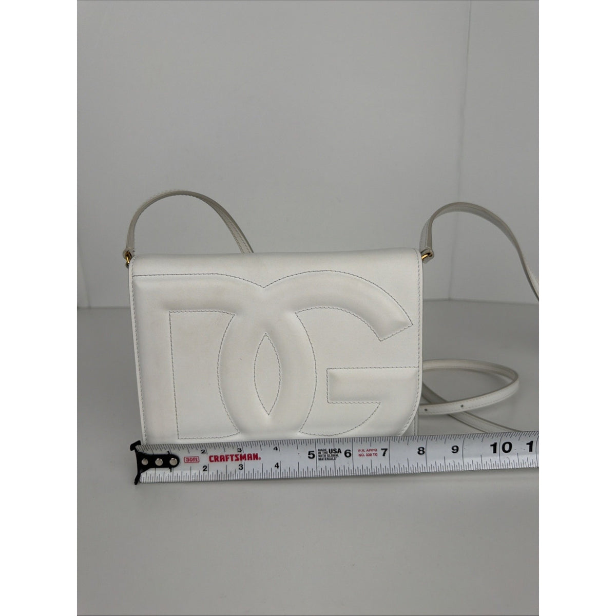 Dolce & Gabbana Small DG Logo Crossbody Bag in Calfskin White Leather S-13